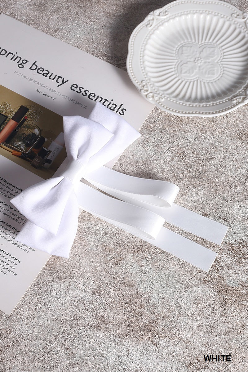 SILK SATIN DOUBLE LAYER BOWTIE RIBBON HAIR CLIPS BARRETTES