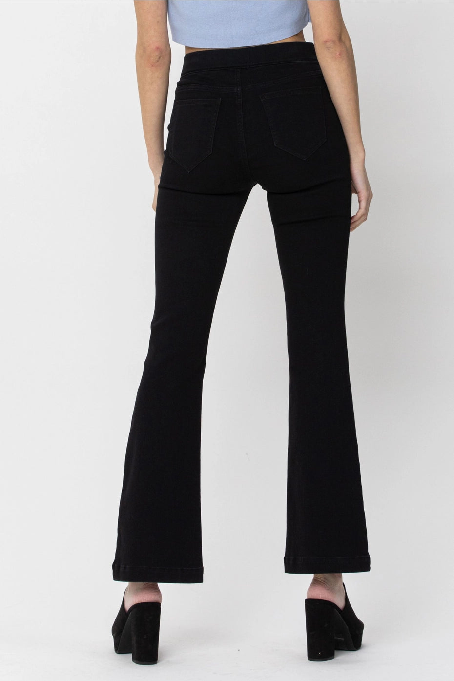 Black Mid Rise Petite Flare Jegging