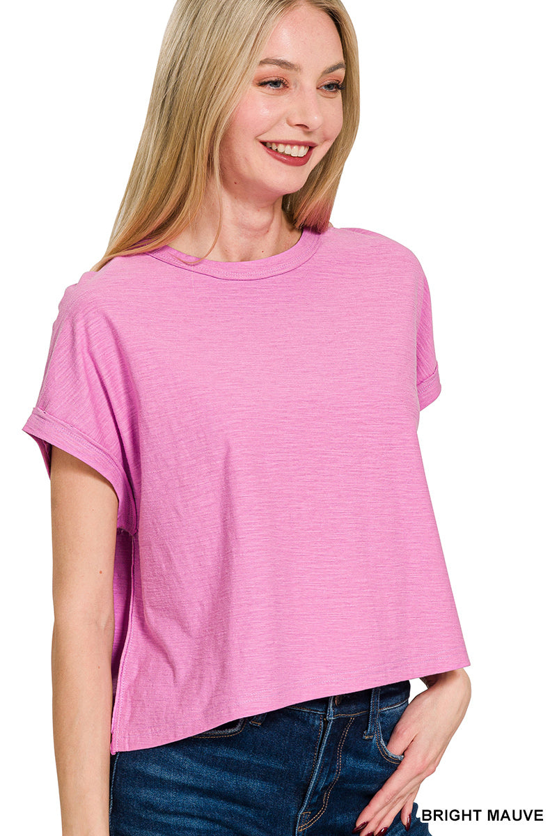 COTTON SLUB ROUND NECK SHORT SLEEVE TEE