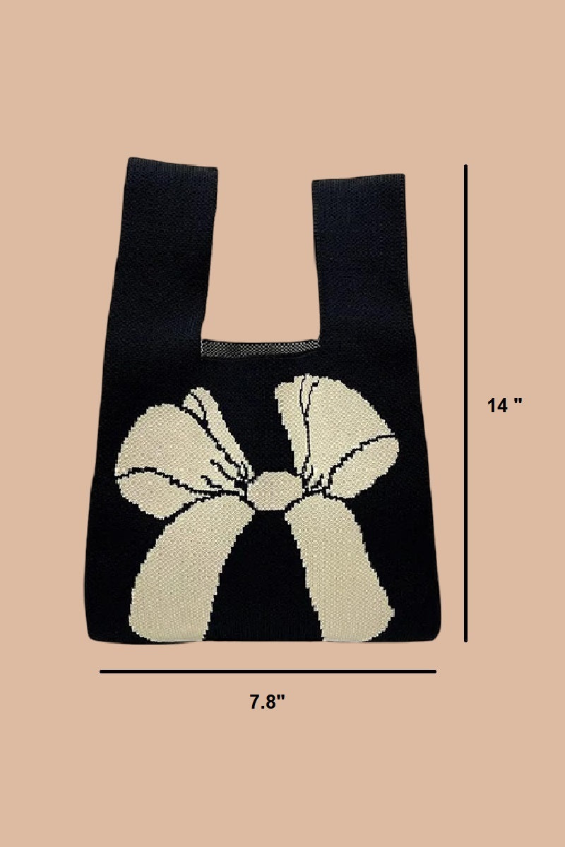 AESTHETIC BOW RIBBON KNITTED KNOT HANDBAG