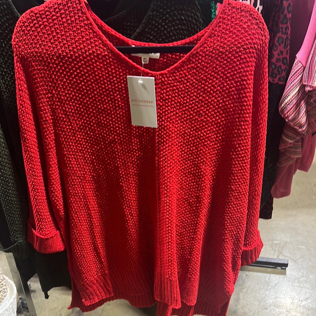 KNIT SWEATER RED M/L