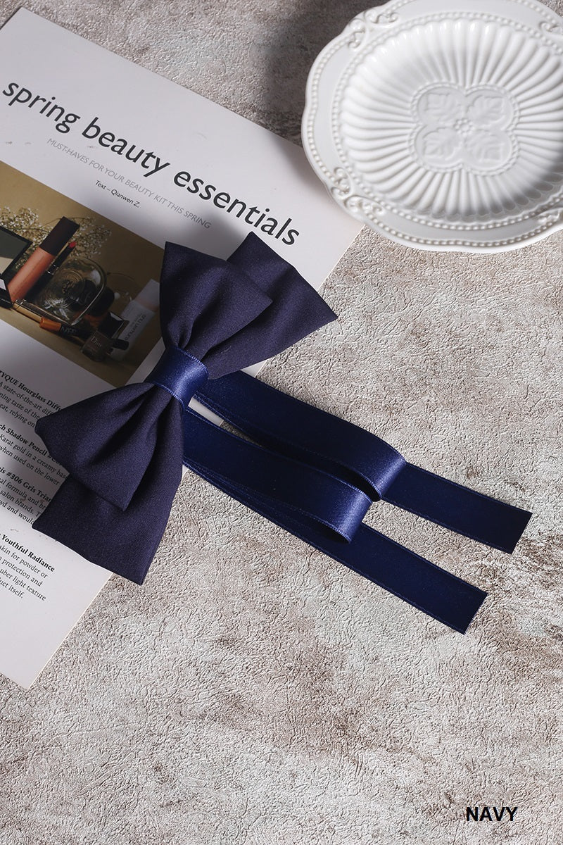 SILK SATIN DOUBLE LAYER BOWTIE RIBBON HAIR CLIPS BARRETTES