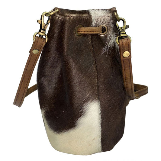 Showman Small Hair on Cowhide Leather Bucket Bag
