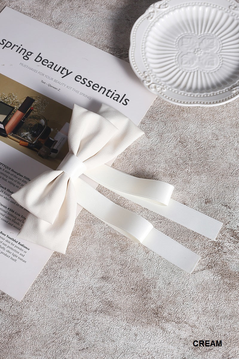 SILK SATIN DOUBLE LAYER BOWTIE RIBBON HAIR CLIPS BARRETTES