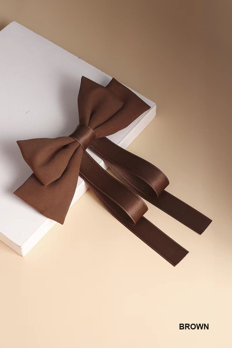 SILK SATIN DOUBLE LAYER BOWTIE RIBBON HAIR CLIPS BARRETTES