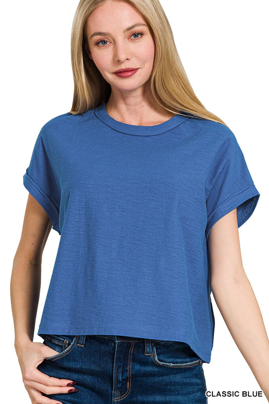 COTTON SLUB ROUND NECK SHORT SLEEVE TEE