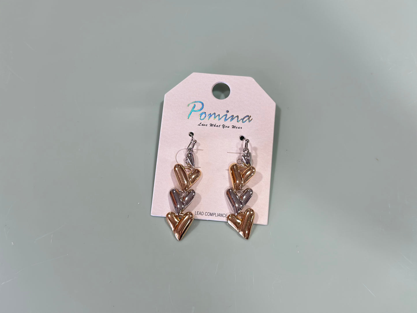 Heart dangle drop earrings