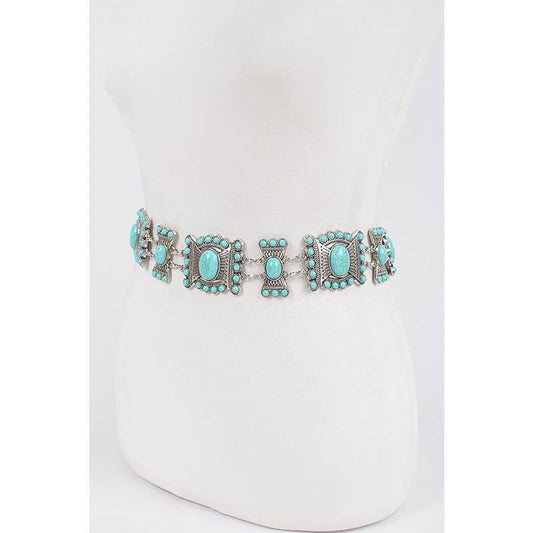 Turquoise Multi Metal Plus Size Chain Belt