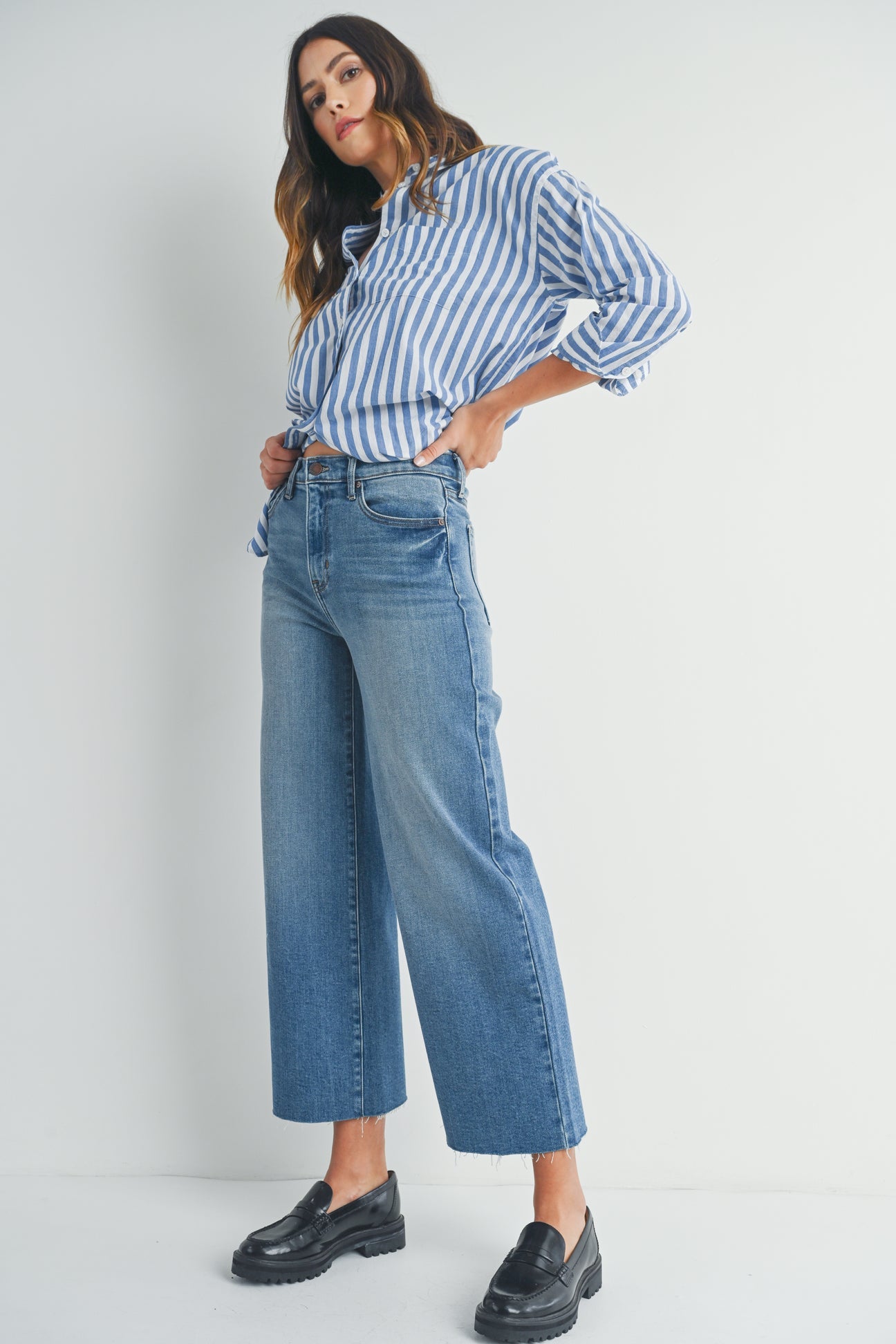 The Scissor Cut Wide Legs Dark Denim