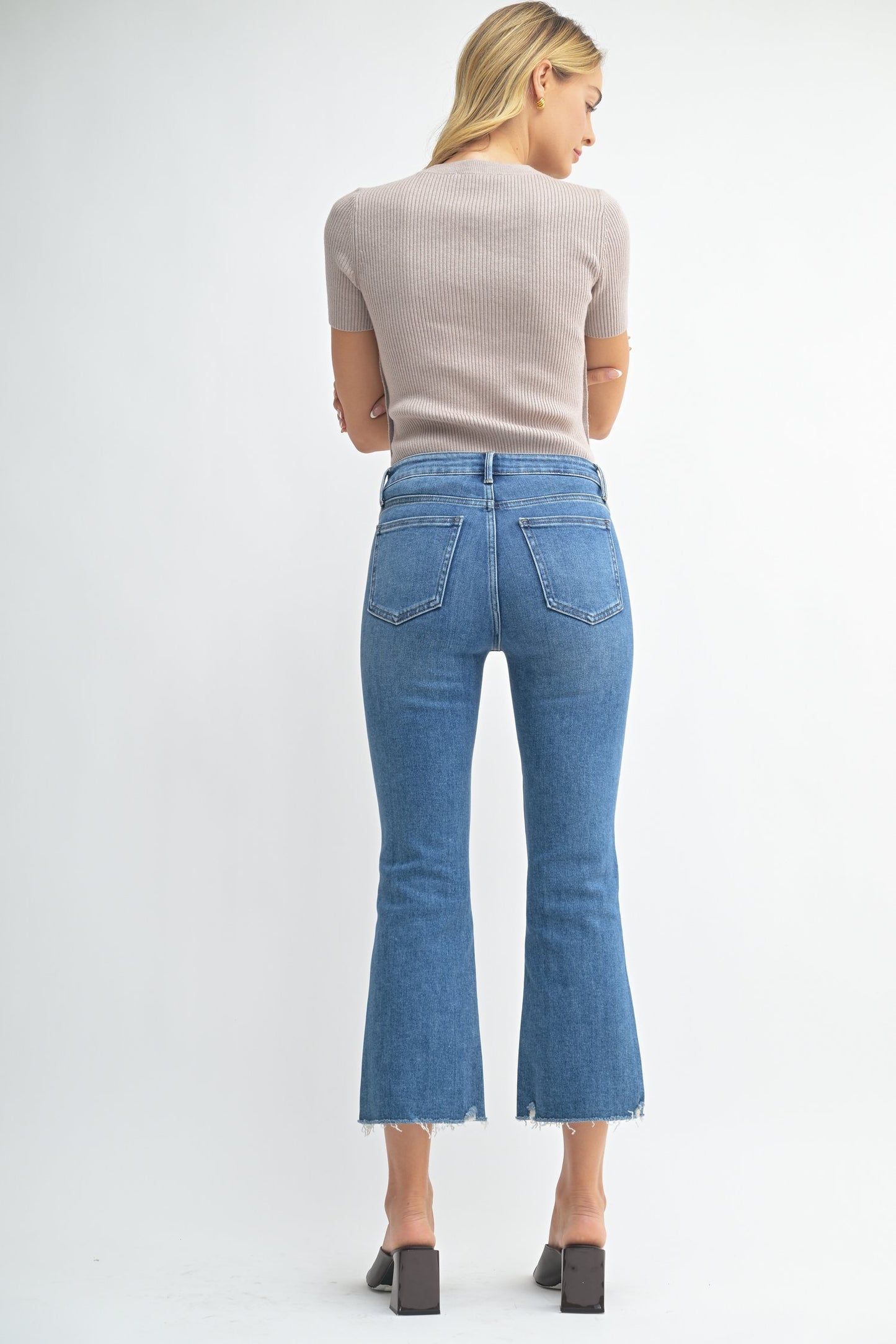 Piper Cropped Flare- Medium Denim