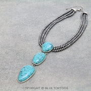 Navajo Style Beads with Stone Pendant Necklace