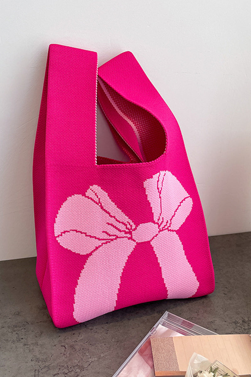 AESTHETIC BOW RIBBON KNITTED KNOT HANDBAG