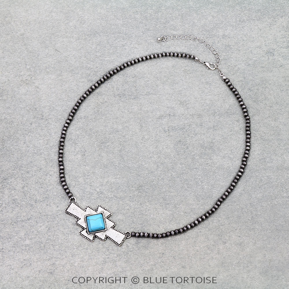 Navajo Style Pearl with Aztec Necklace
