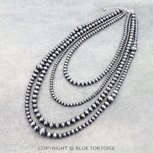 Navajo Style Pearl Multi-Strand Necklace