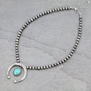 6mm Navajo Style Beads with Squash Blossom Pendant Necklace