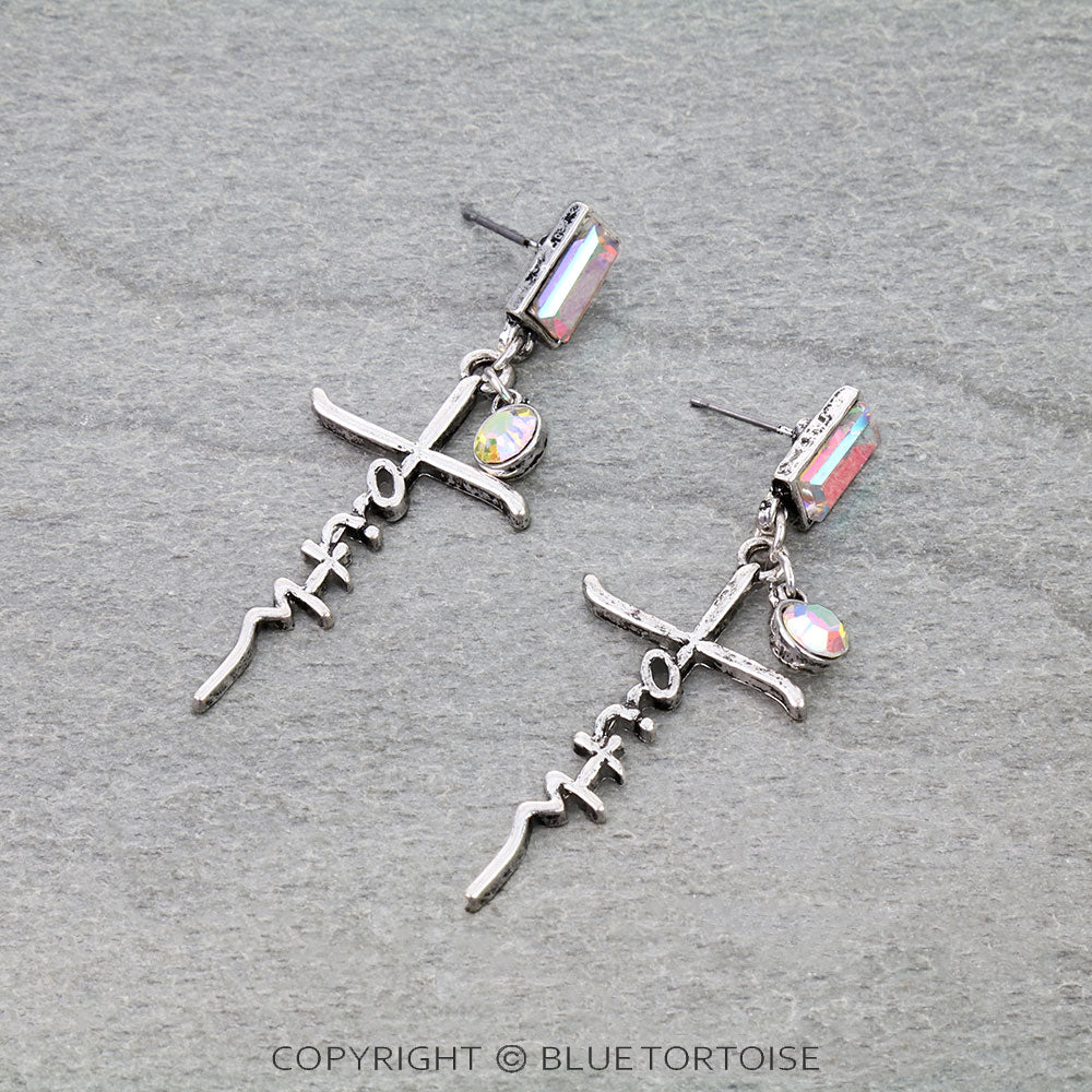 Western Faith Typography Stud Earrings
