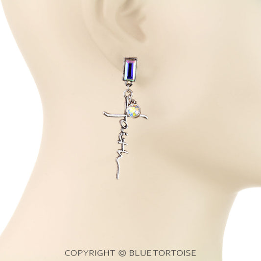 Western Faith Typography Stud Earrings
