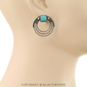 Twisted Wire Stone Stud Earrings