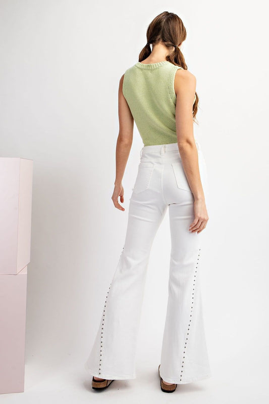 Mineral Washed Studded Bell Bottoms
