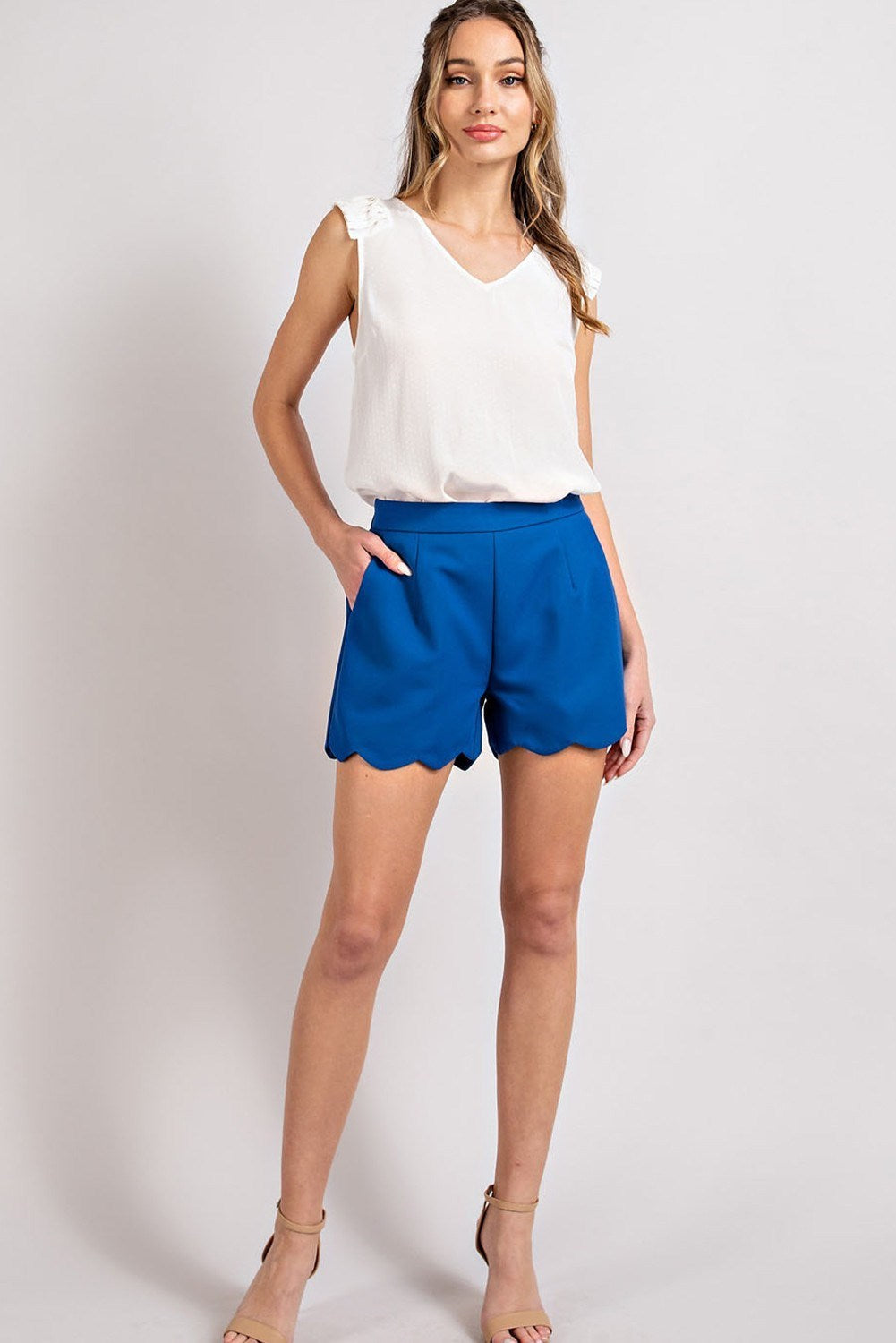 HIGH WAISTED SCALLOP SHORTS