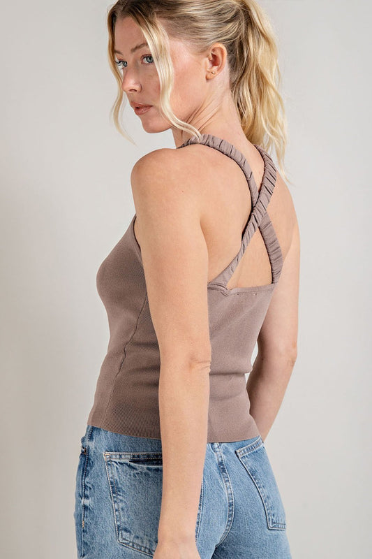 BACK CROSS STRAP SLEEVELESS TOP