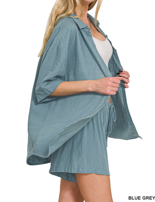 Linen short sleeve shirts & short pants set