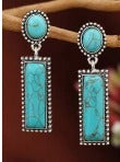 1 Pair Vintage Western Style Turquoise Stone Women's Earrings
