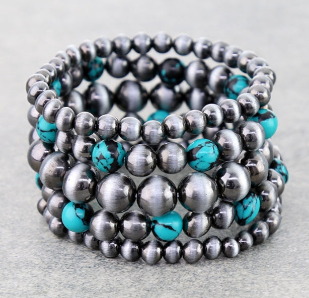 Navajo Style Pearl Stackable Bracelet