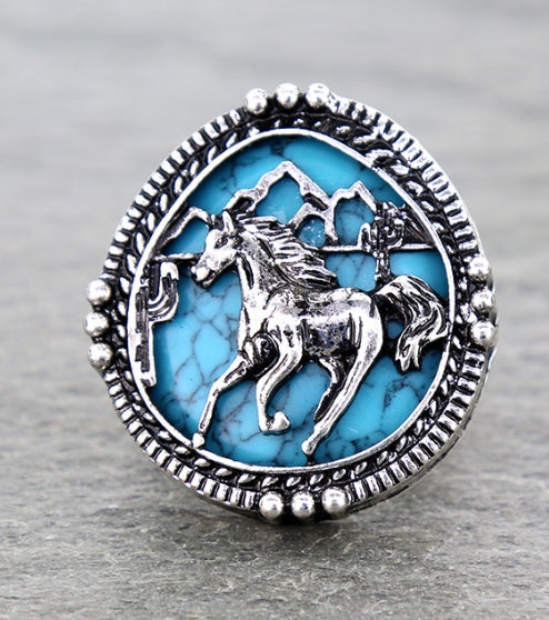 Western Horse Cutout Round Stretch Ring