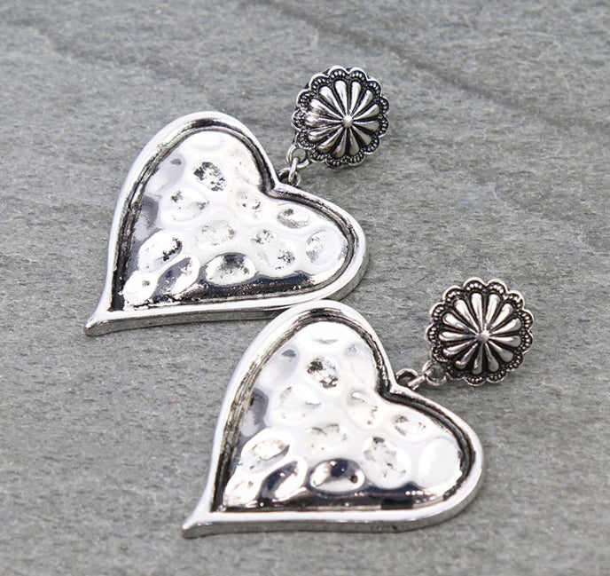 Western Heart with Concho Stud Earrings