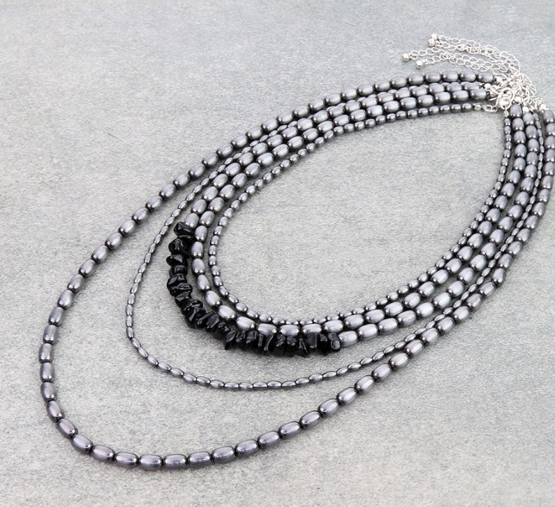 Multi Layered Western Bead Necklace – Rice Bead