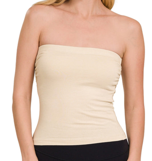 Cotton tube built-in bra top
