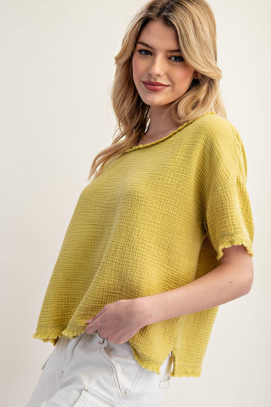 Mineral Washed Cotton Gauze Top