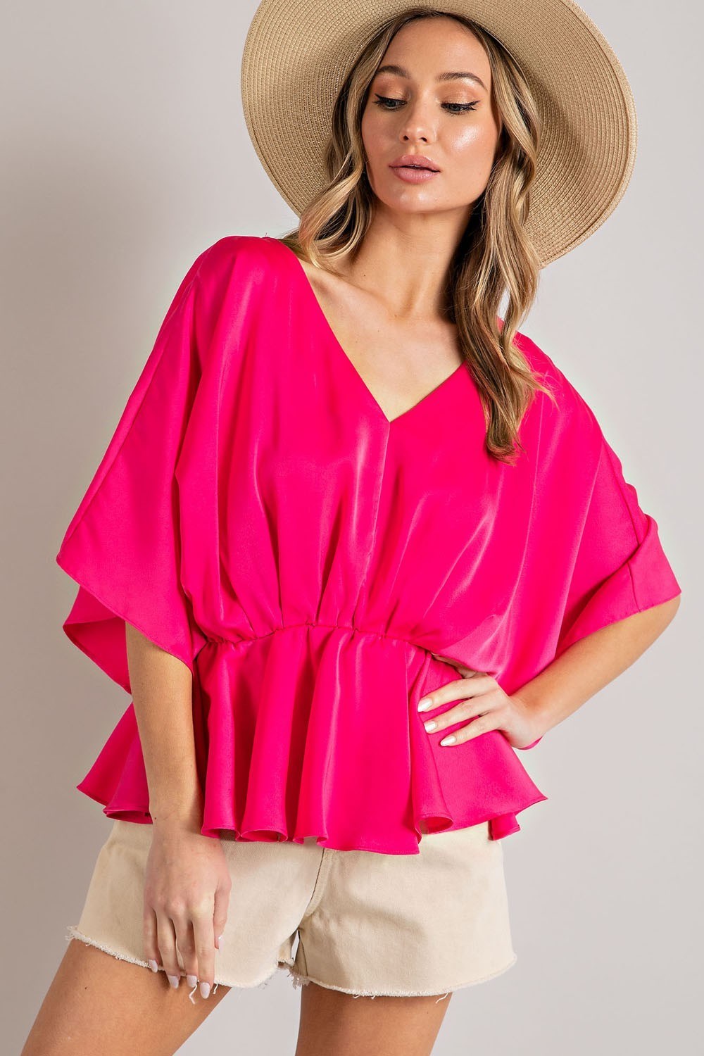 V-NECK SATIN BLOUSE TOP