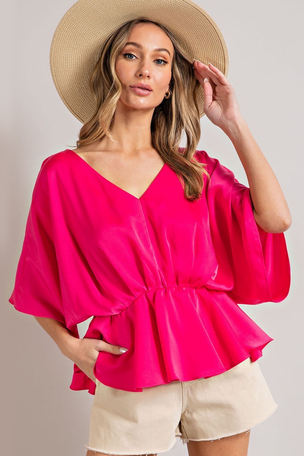 V-NECK SATIN BLOUSE TOP