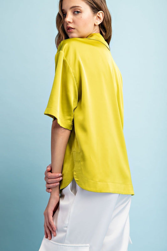 SATIN SHORT SLEEVE TOP