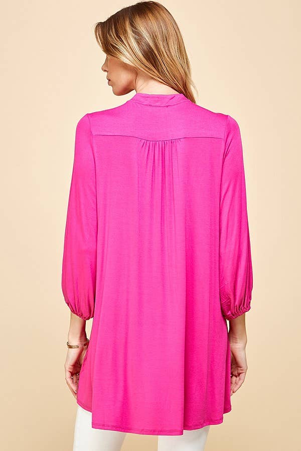 ST4061 - WOMEN SOLID COLLAR BAND WRAP TOP WITH TIE LACES