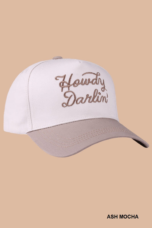 HOWDY DARLIN TWO-TONE CANVAS COTTON CAP