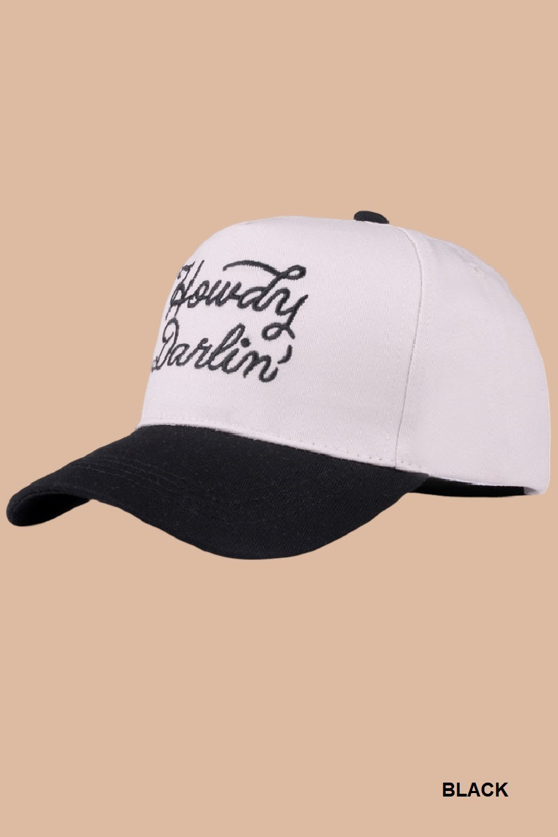 HOWDY DARLIN TWO-TONE CANVAS COTTON CAP