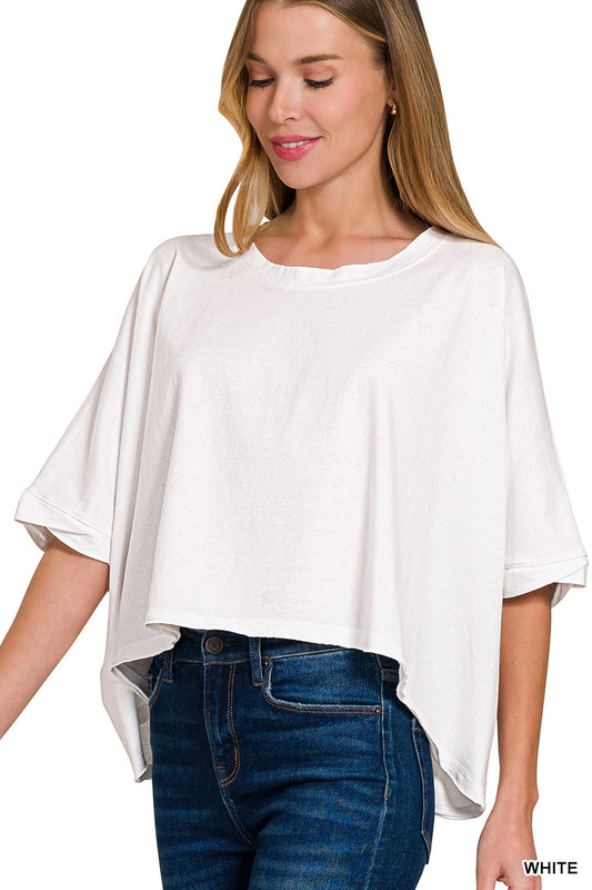 WHITE PREMIUM COTTON OVERSIZED ROUND NECK BOX TEE ONE SIZE
