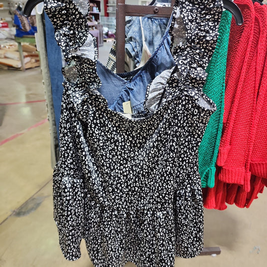 BLOUSE 1527 BLACK/WHITE SLEEVELESS