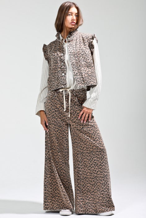 Leopard printed wide pants