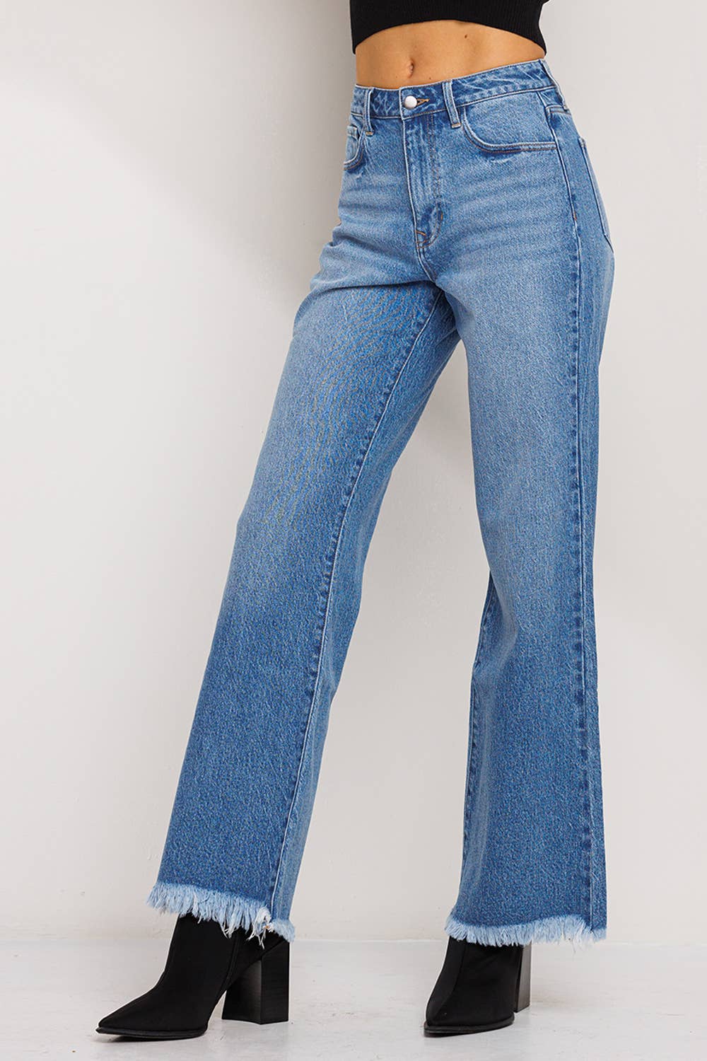 High Rise Wide Leg Jeans - Medium Wash