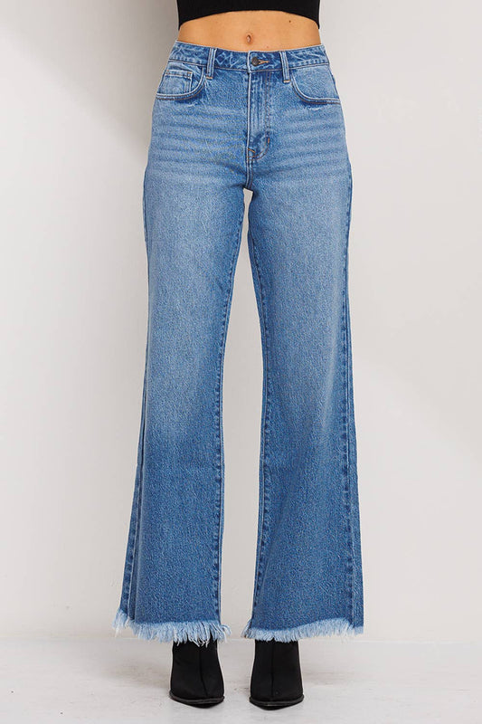 High Rise Wide Leg Jeans - Medium Wash