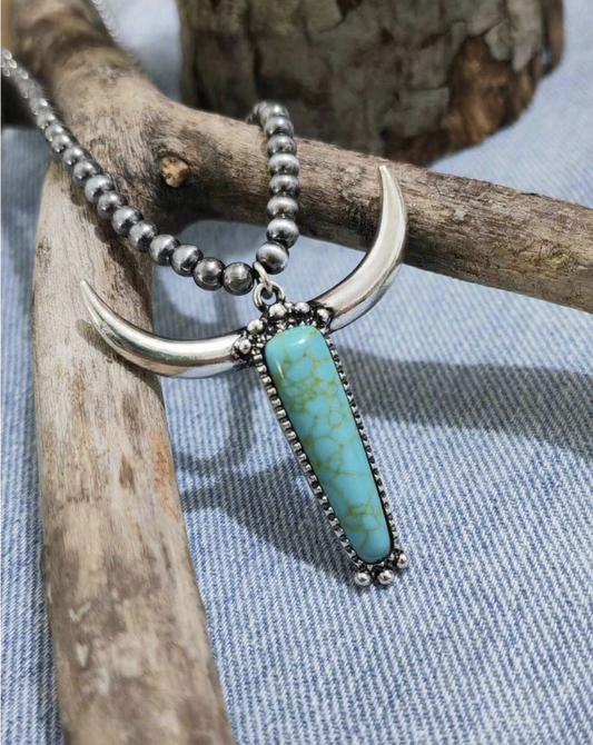 Vintage Western Style, Handmade Wire Drawing Bead Decor Multi-Color Synthetic Turquoise Bull's Head Pendant, Cowboy Style