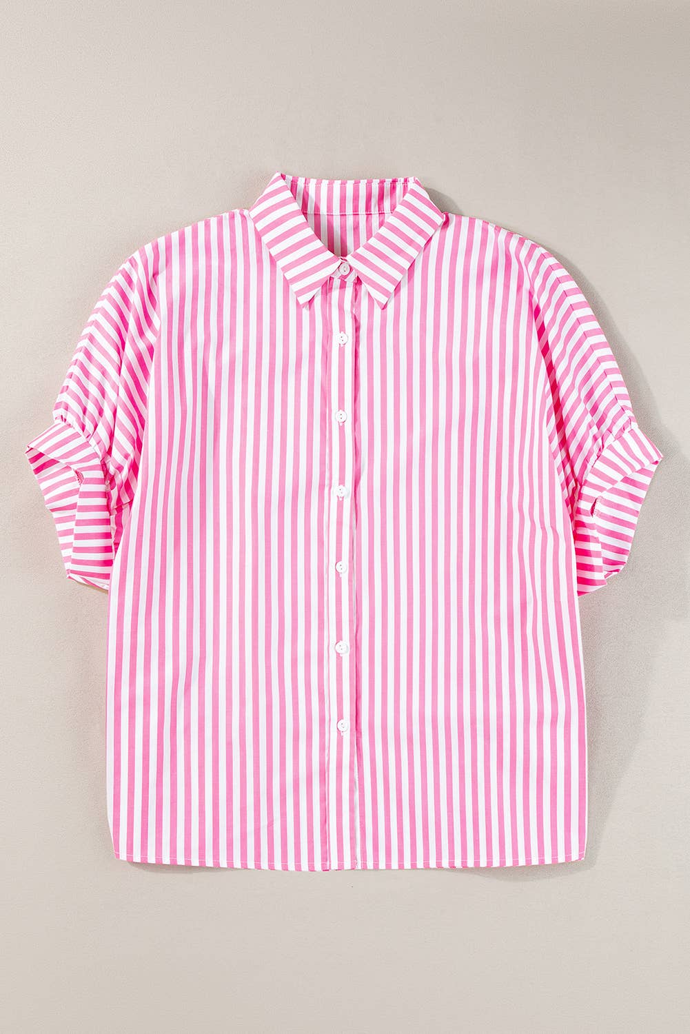 Women Stripe Print Dolman Half Sleeve Shirt | S-XL
