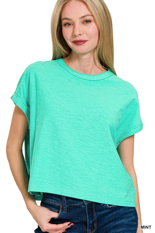 COTTON SLUB ROUND NECK SHORT SLEEVE TEE