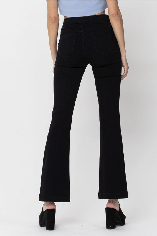 Black Mid Rise Petite Flare Jegging