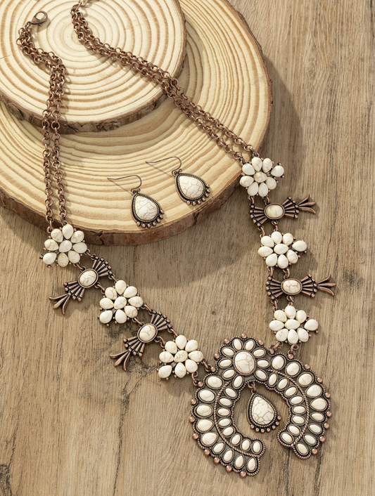 Vintage Zinc Alloy Stone Decor Jewelry Set