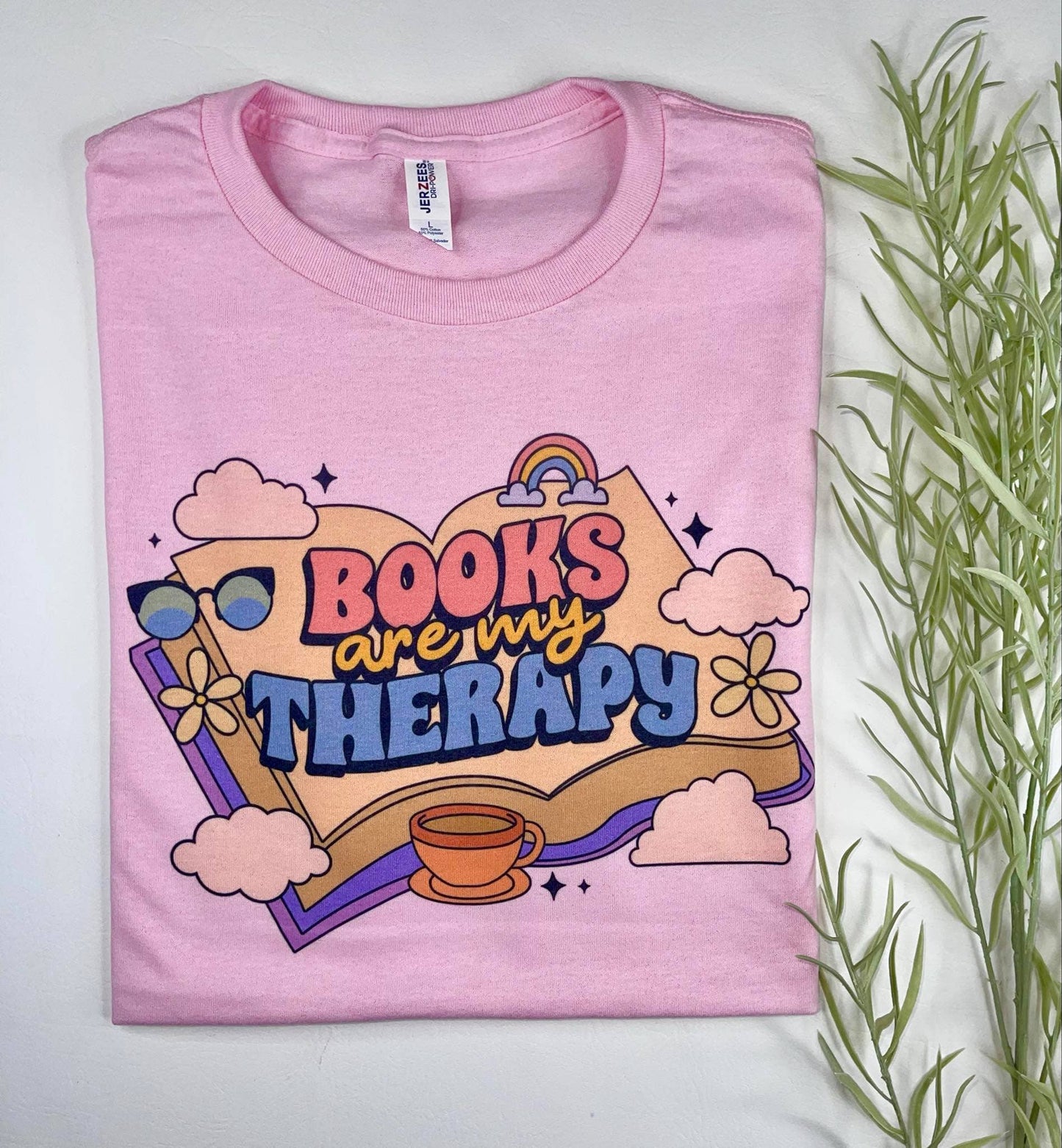 Books Are My Therapy (T-Shirt) PINK